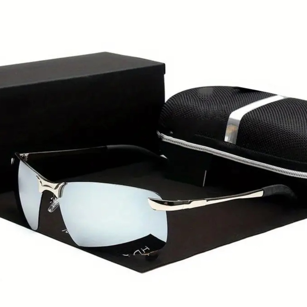 Chrome Mirror Rimless Stainless Steel Polarized Sunglasses
